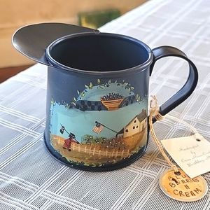 Handpainted Tole Toleware Creamer Signed